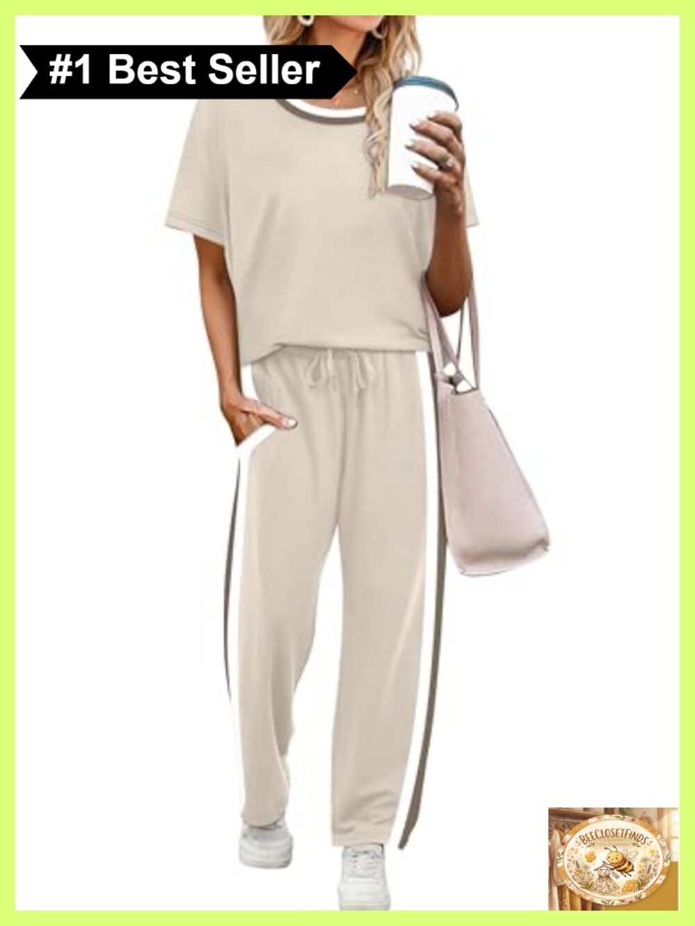 WIHOLL 2 Piece Lounge Set Short Sleeve Top Wide Leg Crop Pants